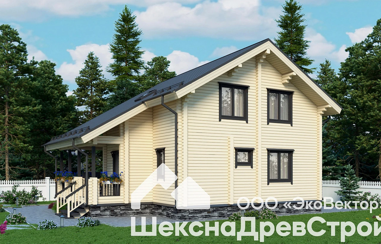 Дом из клееного бруса 9х11м. Бк-79