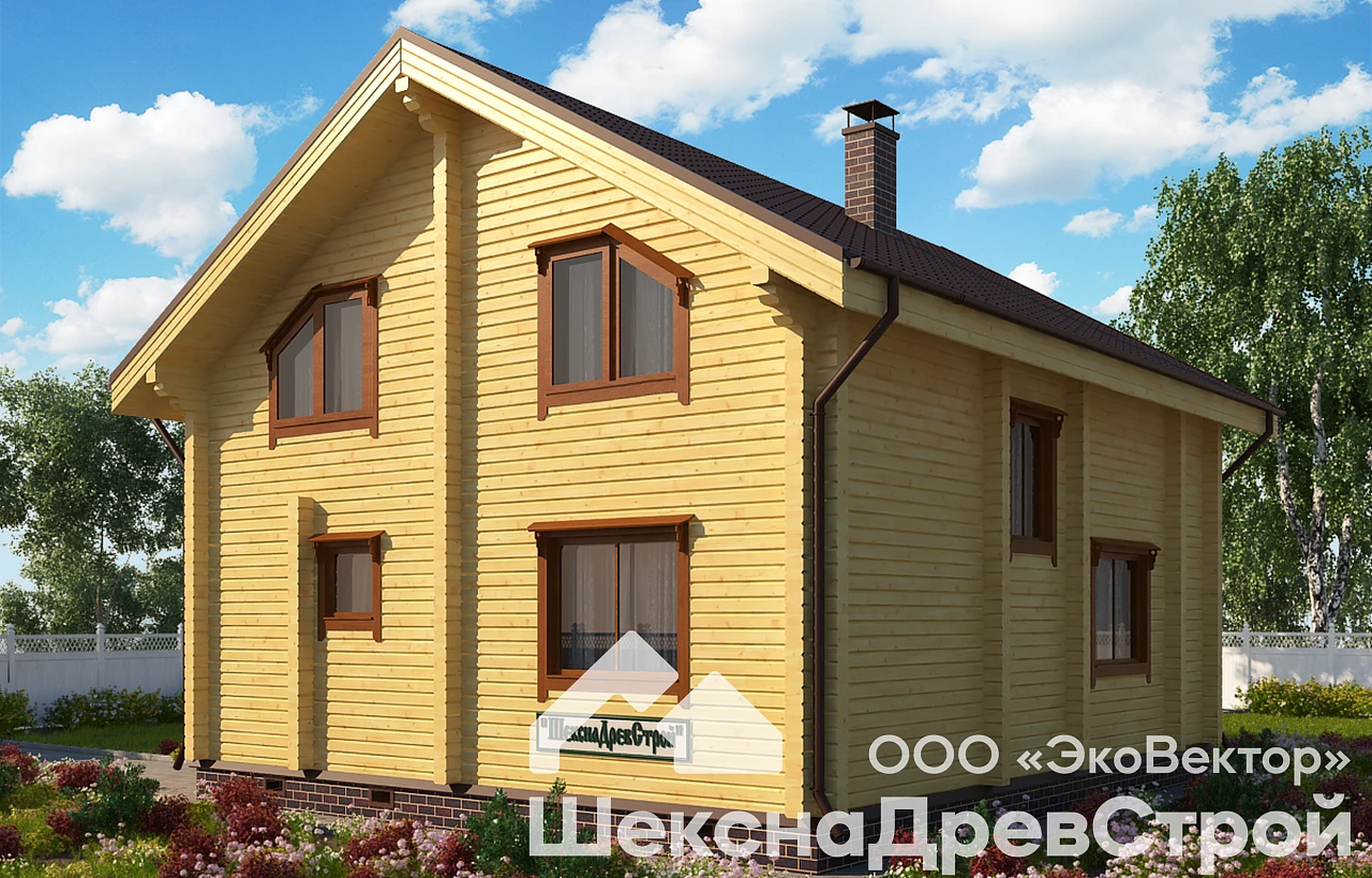 Дом из клееного бруса 10,42х9,42м.- Бк-37