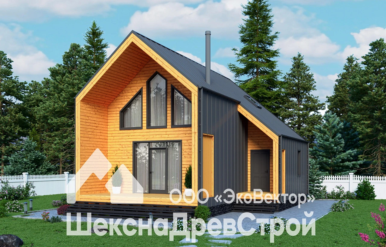 Двухэтажный каркасный дом К-283 Виктория