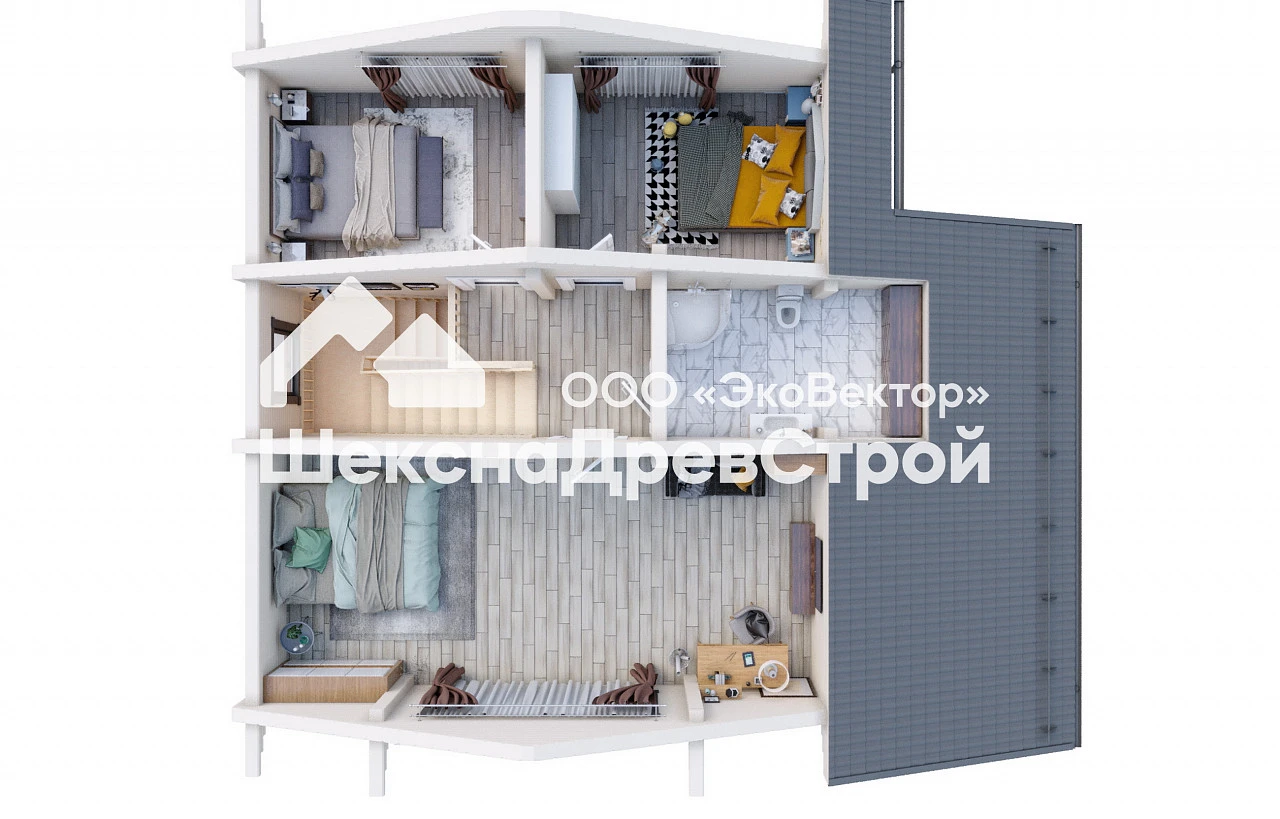 Дом из клееного бруса 9х11м. Бк-79