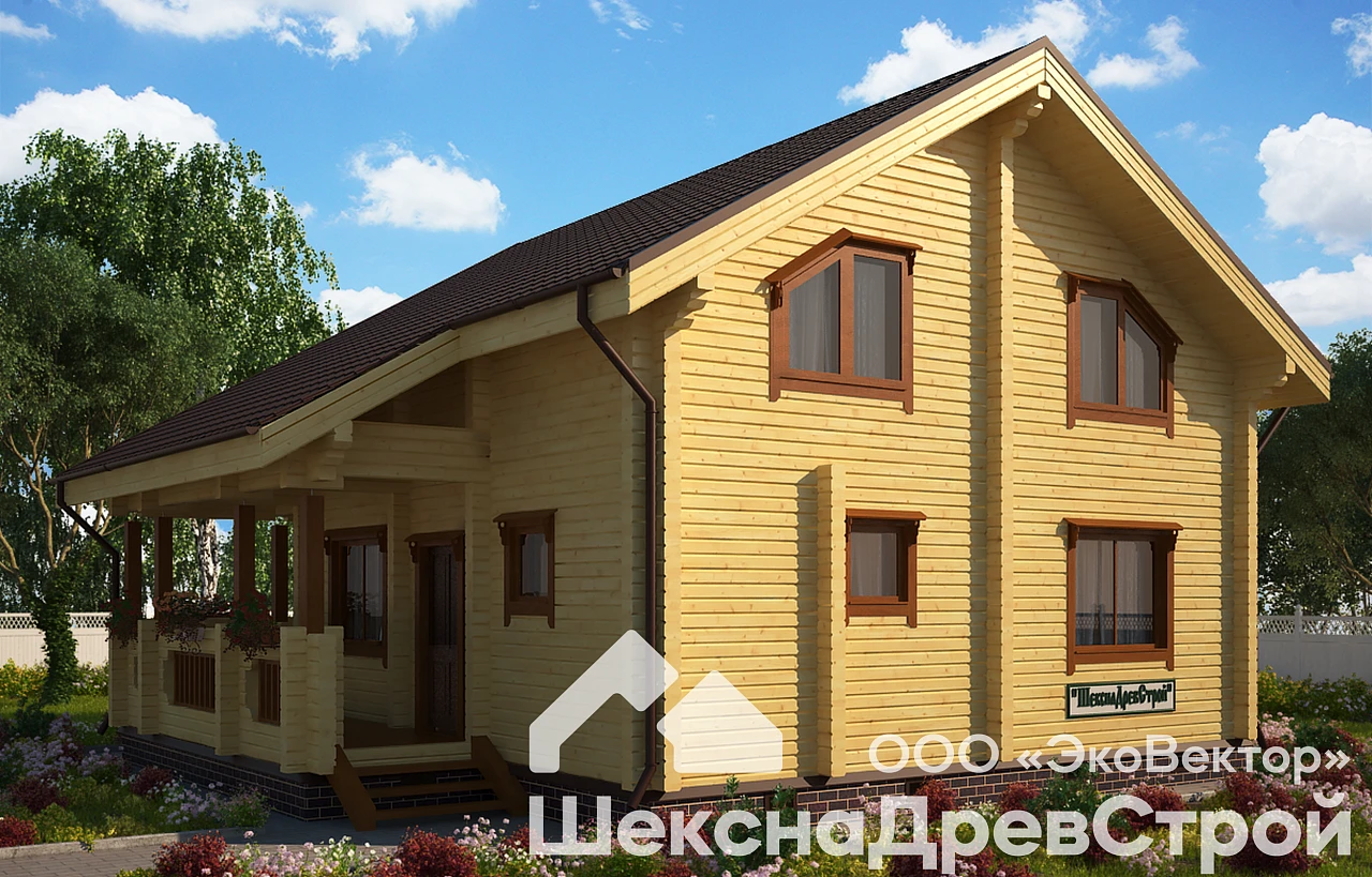 Дом из клееного бруса 10,42х9,42м.- Бк-37