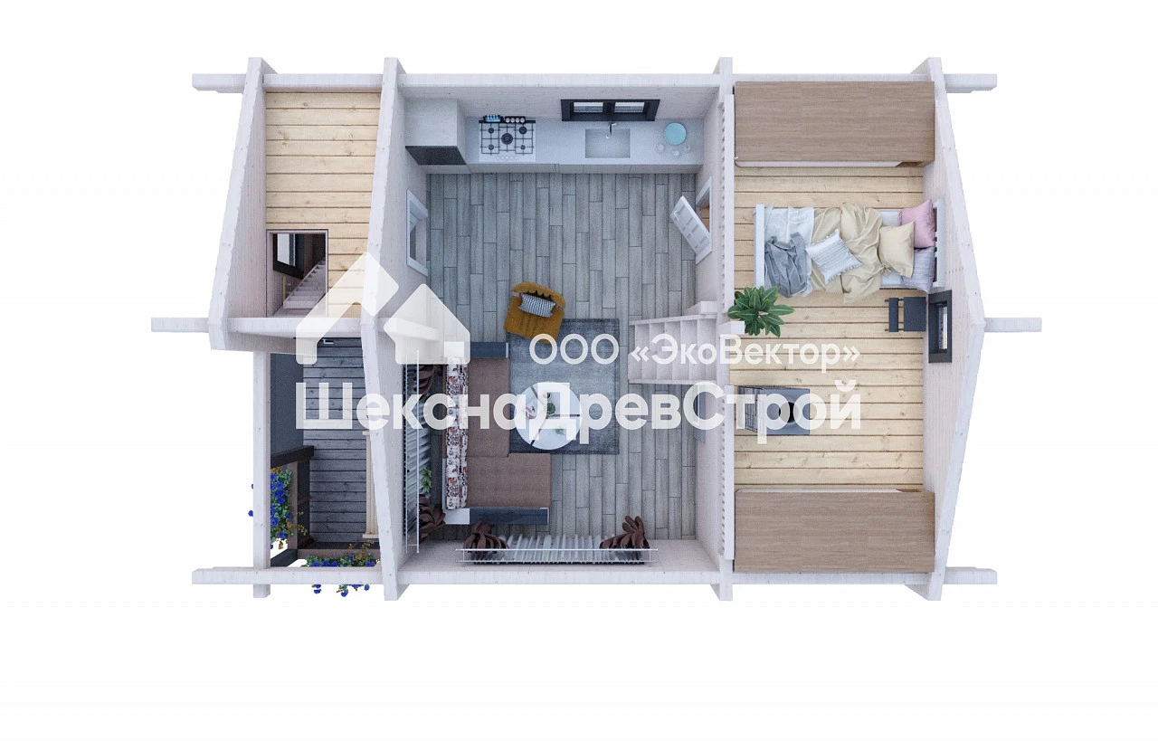 Баня из клееного бруса Бн-23-Юрьевец